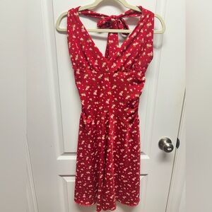Julie Brown halter red floral dress L
